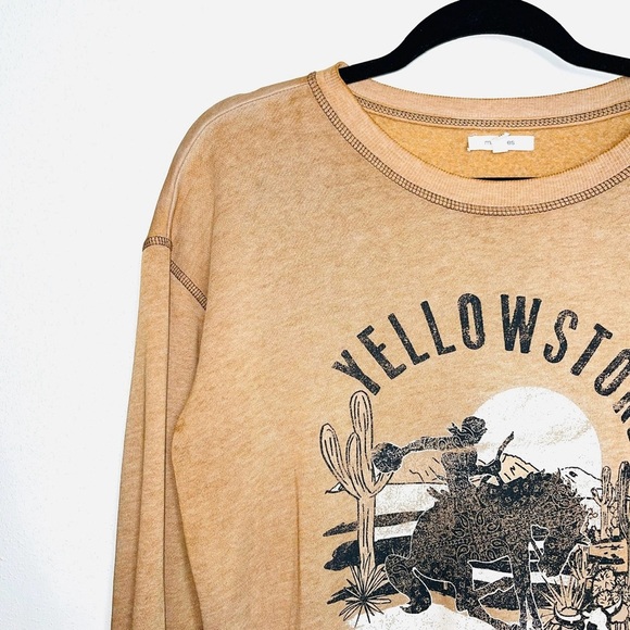 Maurices Mustard Yellow Western Yellowstone Graphic Sweatshirt Medium Women’s - Picture 3 of 11